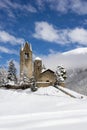 Protestant church San Gian, Celerina, Switzerland Royalty Free Stock Photo