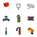 Protestation icon set, flat style Royalty Free Stock Photo