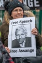 Protester against Julian Assange`s extradition gather outside Belmarsh Prison.