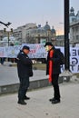 Protester being legitimized in Bucharest Royalty Free Stock Photo