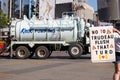 Protester Calls Justin Trudeau A Turd In Front Of Waste Removal Truck