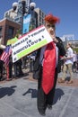 Protester dresses like Donal Trump