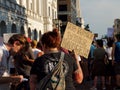 Protester holding a sign at a protest following the overturning of Roe vs Wade in New Orleans