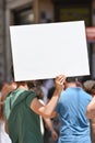 Protester Holding A White Blank Sign