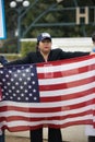 Protester holds USA Flag at the Defend Dreamers Rally