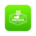 Protester icon green vector