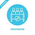 protester icon vector from corruption elements collection. Thin line protester outline icon vector illustration. Linear symbol