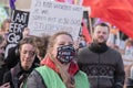 Protester With Mouthcap Strike At The Niet Mijn Schuld Demonstration At Amsterdam The Netherlands 5-2-2022