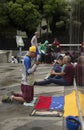 Protester says a pray before participating in the event called The mother of all protests in Venezuela against Nicolas Maduro gove Royalty Free Stock Photo