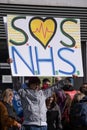 Protester at the SOS NHS National Demo - London, UK.