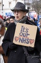 Protester at the SOS NHS National Demo - London, UK.