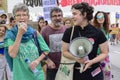 Protester using a megaphone during Green Tide demonstration, Madrid Spain