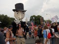 Protester with Wearable Puppet at DNC Convention
