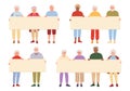 Protesters activists old people cartoon set vector Royalty Free Stock Photo