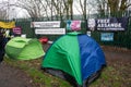 Protesters against Julian Assange`s extradition gather outside Belmarsh Prison.