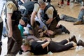 Protesters being arrested Royalty Free Stock Photo