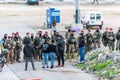 Protesters in beirut in front of the army