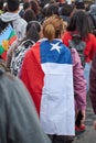 Protesters with Chilean flag at Puerto Montt city