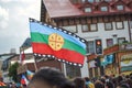 Protesters with Chilean and Mapuche flag at Puerto Montt city