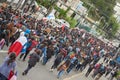 Protesters with Chilean and Mapuche flag at Puerto Montt city