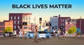 protesters crowd with black lives matter banners campaign against racial discrimination in police Royalty Free Stock Photo