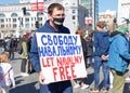 Protesters demanding the release of Alexei Navalny