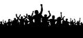 Protesters, enraged crowd of people silhouette vector, angry mob. Royalty Free Stock Photo