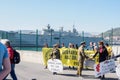 Spanish ship Juan Carlos I protest in Bilbao