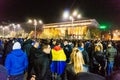 Protesters gathered in front of government building