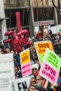 Protesters Holding all kind of Signs, Flags and Placards in the Streets. Royalty Free Stock Photo