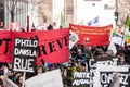 Protesters Holding all kind of Signs, Flags and Placards in the Streets. Royalty Free Stock Photo