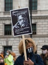 Protesters holding sign at Black Lives Matter protest demonstration in London. Royalty Free Stock Photo