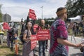 Kinder Morgan protesters hold anti trudeau signs on June 2, 2018 Royalty Free Stock Photo