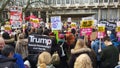 Protesters marching in the No Muslim Ban demonstration in London Royalty Free Stock Photo