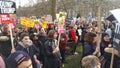 Protesters marching in the No Muslim Ban demonstration in London Royalty Free Stock Photo