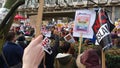 Protesters marching in the No Muslim Ban demonstration in London Royalty Free Stock Photo