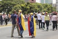 Protesters participating in the event called The mother of all protests in Venezuela against Nicolas Maduro government 2017