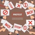 Protesters people concept. Protest signs frame with text