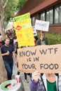 Protesters rallied in the streets against the Monsanto corporation. Royalty Free Stock Photo