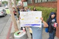 Protesters rallied in the streets against the Monsanto corporation. Royalty Free Stock Photo