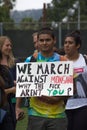 Protesters rallied in the streets against the Monsanto corporation. Royalty Free Stock Photo