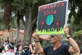 Protesters rallied in the streets against the Monsanto corporation. Royalty Free Stock Photo