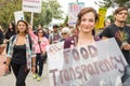 Protesters rallied in the streets against the Monsanto corporation. Royalty Free Stock Photo