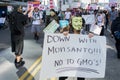 Protesters rallied in the streets against the Monsanto corporation