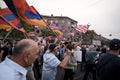 Protesters on the road to the building of the Russian Embassy