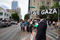 Protesters with save Gaza sign