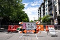 Gates and barriers erected by protesters Royalty Free Stock Photo