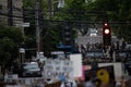 Protesters with signs during Seattle protest marching to Capitol Hill