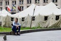 Protesters tents at Khreshatyk street near Maydan Nezalezhnosti square in Kiev