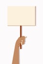 Protesting people. Demonstration, protest. Banner in the hand. Silhouettes of the hands of protesters. Flat illustration isolated